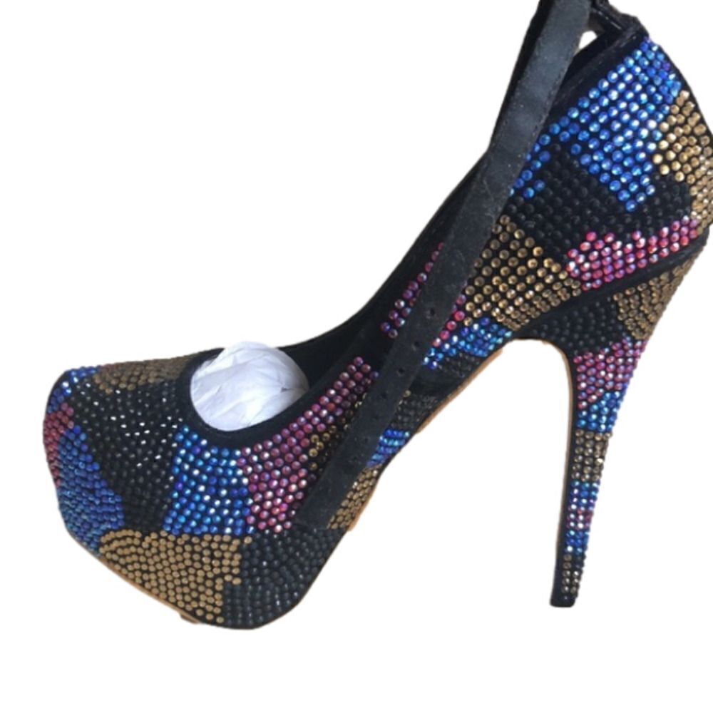 RHINESTONE Colorful Rhinestone Heels! Only The Shoes! ( Clutch Not Including) - Picture 2 of 7